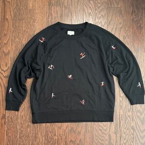 Lou & Grey Black Sweatshirt with Colorful Embroidery